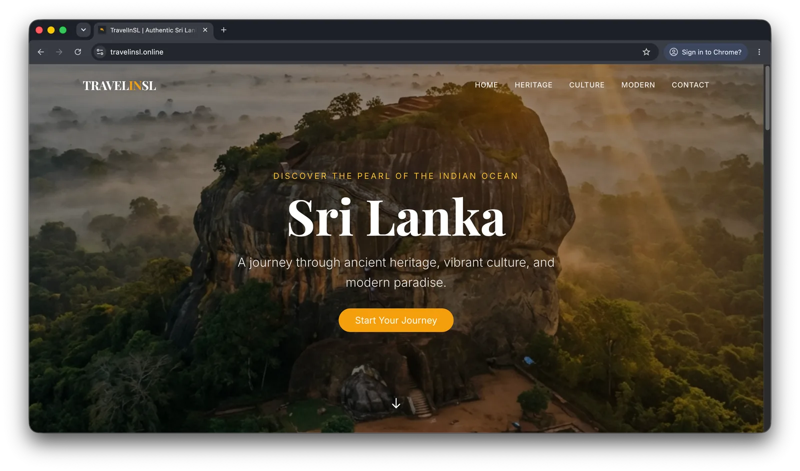 TravelInSL website homepage